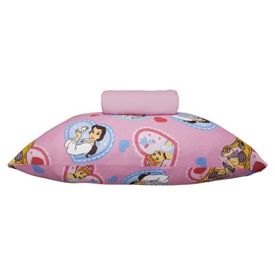 Jogo de Lençol KazzaVip Solteiro Malha 100% Algodão Play Disney Coração de Princesas 02 Peças Rosa