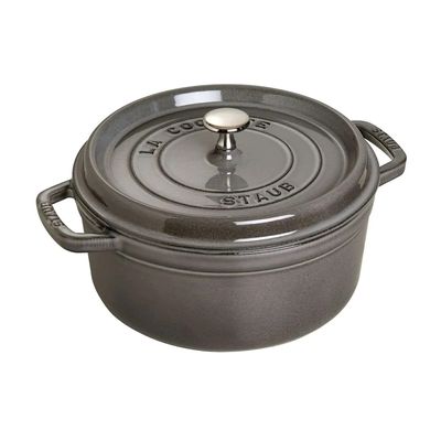 CAÇAROLA STAUB REDONDA EM FERRO FUNDIDO CINZA GRAFITE 24CM 405002460