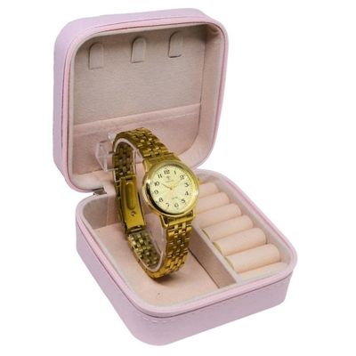 Relógio Tuguir Feminino Ref: Tg30376 Dourado Estojo Porta Jóias