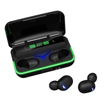 Fone Sem Fio TWS Preto com Estojo de Recarga Power Bank À Prova de Suor
