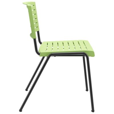 Cadeira Empilhável Fixa Escritório Multiuso Base Preta Kimi P03 Verde Claro - Lyam Decor