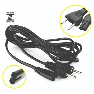 Cabo De Força Bipolar 8 p/ Fonte Notebook, Impressora e Radio 1.5 Mts