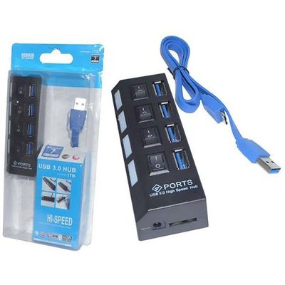 Hub Usb 3.0 4 Portas Super Speed Com Botão De Liga e Desliga
