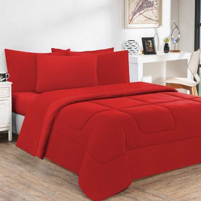 Edredom Malha 100% Algodão Gran Moratta 1 Peça King - Vermelho/Vermelho