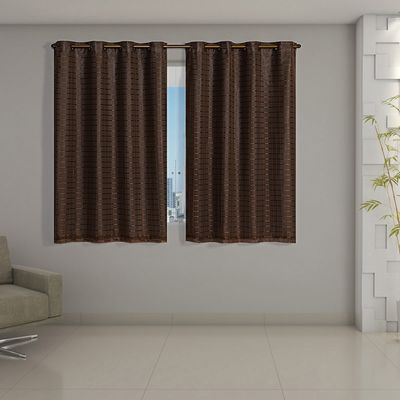 Cortina Blackout PVC Cinza Voil Xadrez 2,80m x 1,60m Forro 100% PVC/Voil 100% Poliéster - Marrom