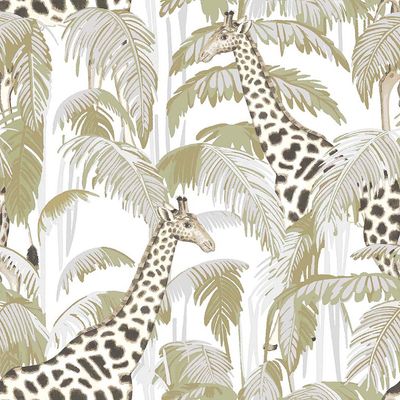 Papel de Parede Botany House Girafa Verde 15527