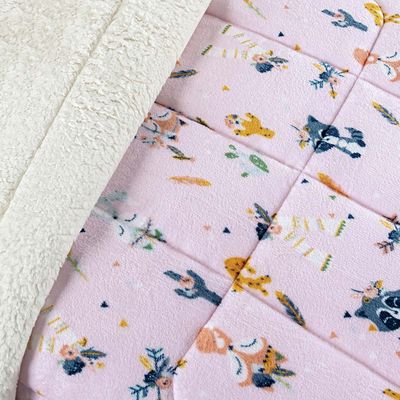 Coberdrom Cobertor Lutti Solteiro Quarto Cama Infantiil Sherpa Manta Toque Lã de Carneiro Foxy Raposinha Rosa