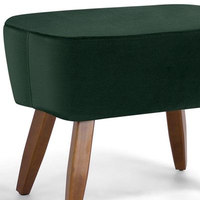 Puff Decorativo Sala de Estar Pés de Madeira Naomi Veludo Verde - Gran Belo