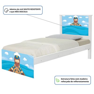 Cama Solteiro Infantil 195x96cm para Quarto Personagens Marinheiro K02 - D'Rossi