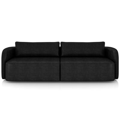 Sofá 3 Lugares Sala Living Orgânico 220cm Oregon K01 Couríssimo Preto - Lyam Decor