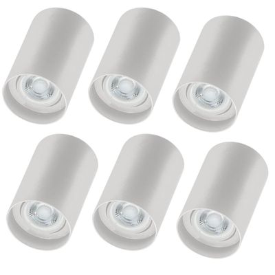 Kit 6 Spots de Sobrepor Zoom Branco Luminárias de Teto Redonda Bivolt 1 Lâmpada PAR20