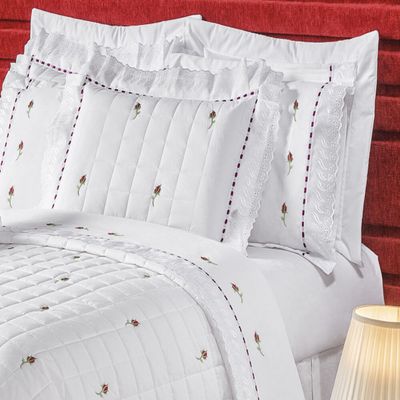 Kit Enxoval Queen Bordado 200 fios Felicitá Branco Vilela Enxovais 9 peças