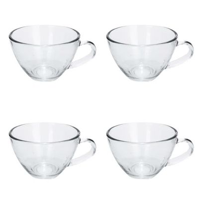 Jogo Xicara Cha Cafe Vidro Incolor Temperado 4pcs