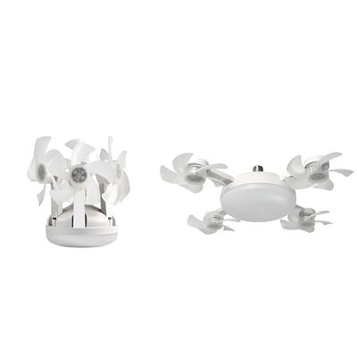 Ventilador de Teto com LED 50W Bivolt E27 com Controle Remoto, 3 Velocidades e 3 Tons de Luz, Pás Dobráveis Branco 50cm