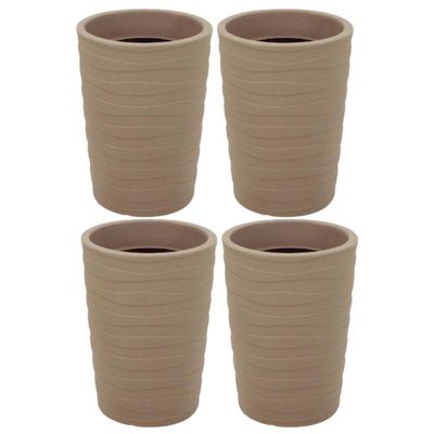 Kit 4 Vasos para Plantas Tramontina Grego Flores Folhagens 50cm em Polietileno Granito Areia