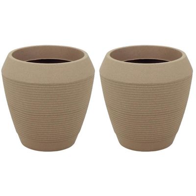 Kit 2 Vasos Grandes para Flor Egípcio Tramontina Polietileno 54cm Granito Areia Plantas Folhagem