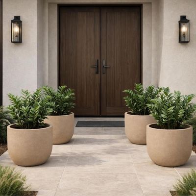 Kit 4 Vasos para Folhagens Plantas Laos Tramontina Plástico Areia Decorativo Jardim Casa