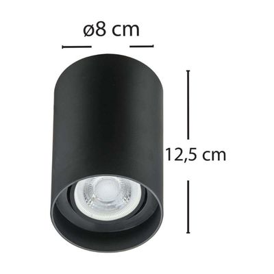 Kit 2 Spots de Sobrepor Teto Preto Termoplástico Bivolt Dital Sala Cozinha Escritório