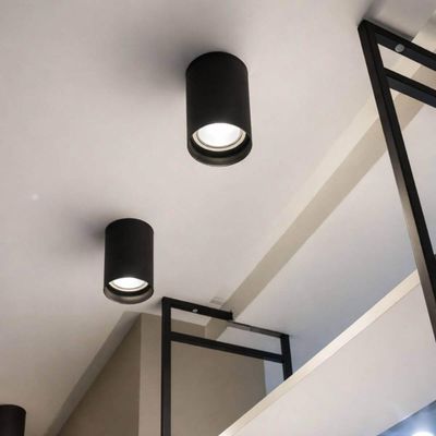 Kit 2 Spots de Sobrepor Teto Preto Termoplástico Bivolt Dital Sala Cozinha Escritório