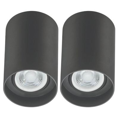 Kit 2 Spots de Sobrepor Teto Preto Termoplástico Bivolt Dital Sala Cozinha Escritório