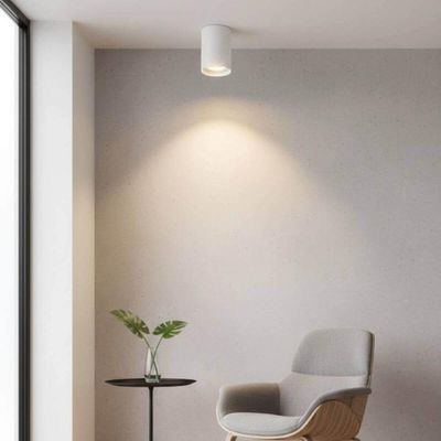 Kit 4 Spots Redondos Altos Luminárias de Sobrepor Iluminação Lâmpada Mr16 Branco Zoom Dital