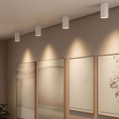 Kit 4 Spots Redondos Altos Luminárias de Sobrepor Iluminação Lâmpada Mr16 Branco Zoom Dital