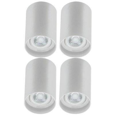 Kit 4 Spots Redondos Altos Luminárias de Sobrepor Iluminação Lâmpada Mr16 Branco Zoom Dital