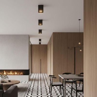 Jogo 4 Spots de Sobrepor Termoplástico Quadrado Preto Dital Iluminação Comercial Residencial