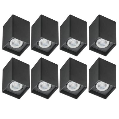Kit 8 Luminárias de Sobrepor 8x12,5cm Quadrado Termoplástico Spots de Teto Bivolt Dital