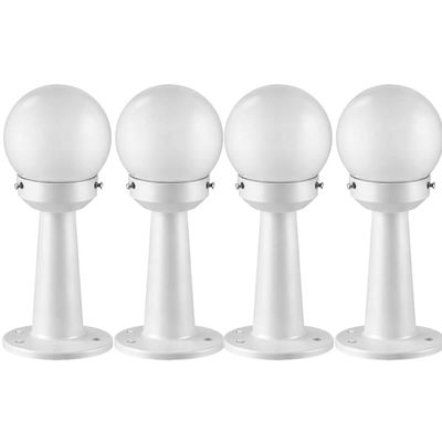 4 Luminárias Externas de Chão Decorativas Balizador Bivolt 43cm Jardim Lente Branco Leitoso Dital