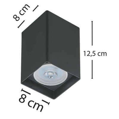 Kit 4 Luminárias Spots Preto Quadrado de Sobrepor Teto Dital em Termoplástico Lâmpada Par20