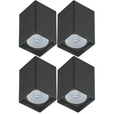 Kit 4 Luminárias Spots Preto Quadrado de Sobrepor Teto Dital em Termoplástico Lâmpada Par20