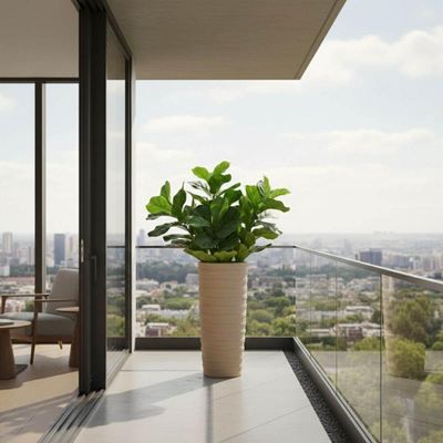 Vaso Alto Decorado Grego Tramontina Areia Plantas Folhagens 80cm Jardim Varanda Quintal