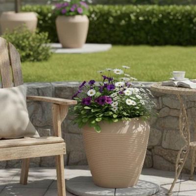Vaso Tramontina Egípcio para Plantas e Folhagens 44cm Areia Granito Plástico Resistente