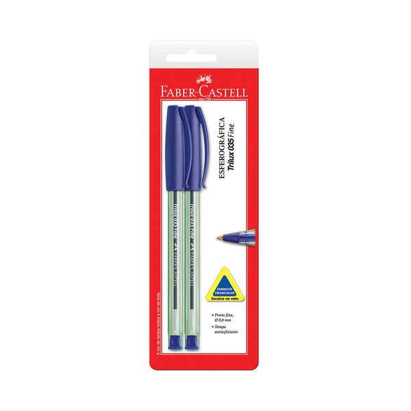 Caneta Esferográfica Faber-Castell Trilux 0.7mm Azul com 2 Unidades Caneta Esferográfica Faber-Castell Trilux 0.7mm Azul com 2 Unidades