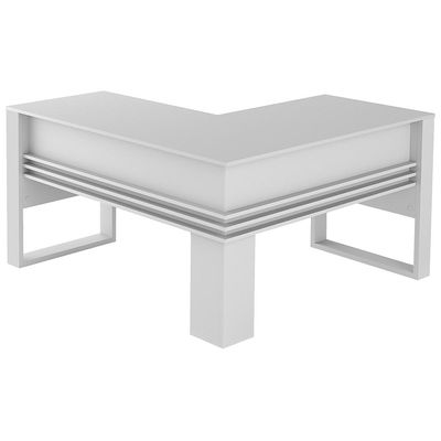 Escritório Completo com Mesa Angular Armário Alto Balcão e Gaveteiro Moon MDP Branco - Gran Belo
