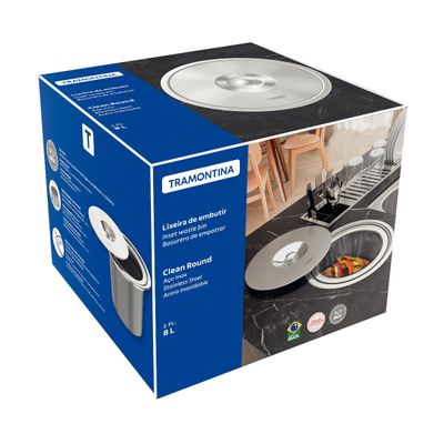 Lixeira de Embutir Tramontina Clean Round em Aço Inox com Balde Plástico 5 L
