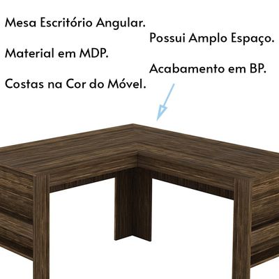 Mesa Angular para Escritório Home Office ME4145 MDP Nogal - Gran Belo