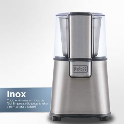 Moedor de Grãos MG200 Gourmand Gris 220W Black+Decker Inox