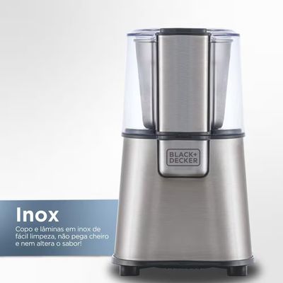 Moedor de Grãos MG200 Gourmand Gris 220W Black+Decker Inox