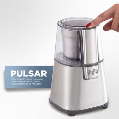Moedor de Grãos MG200 Gourmand Gris 220W Black+Decker Inox