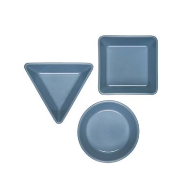 SET LE CREUSET 3 PRATOS DE TAPAS QUADRADO/TRIANGULO E REDONDO AZUL CHAMBRAY 79181004340000