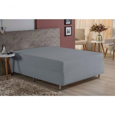 Lençol Com Elástico Solteiro Nobre 1 Peça Luva De Box 55cm De Altura Malha 100% Algodão - Cinza