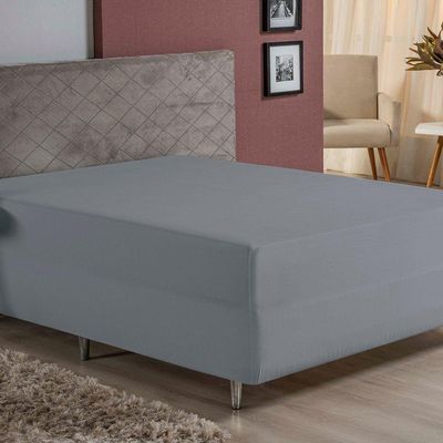 Lençol Com Elástico Solteiro Nobre 1 Peça Luva De Box 55cm De Altura Malha 100% Algodão - Cinza