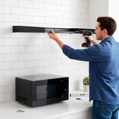 Suporte para Micro-ondas Bebedouro e Forno Elétrico em Aço Carbono Preto – Mão Francesa Reforçada até 30kg