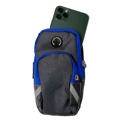 Bolsa Braçadeira Esportiva Impermeável com 2 Bolsos e Saída para Fone – Ajustável para Corrida e Academia