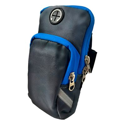 Bolsa Braçadeira Esportiva Impermeável com 2 Bolsos e Saída para Fone – Ajustável para Corrida e Academia
