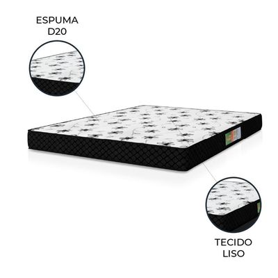 Colchão Casal Espuma 138x188x12cm Polar Branco / Preto única