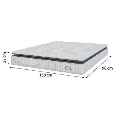 Cama Box Colchão Casal Queen Molas Ensacadas City Pillow Top 158x188x61cm Hellen Branco-Preto Suporta até 110kg por Pessoa
