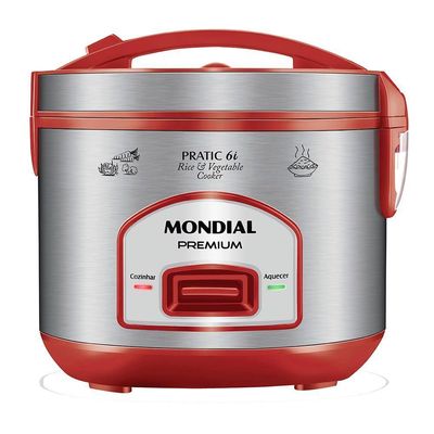 Panela Elétrica Mondial Pratic 6I Vermelho/Inox 127V 110V